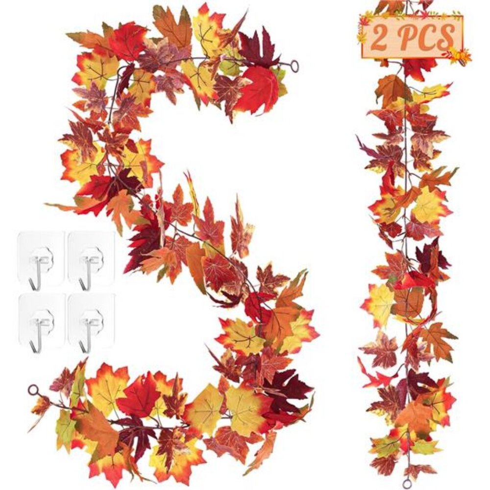 2 PCS Fall Decor, 11.8FT Fall Garland for Mantle, Fall Decorations for Home